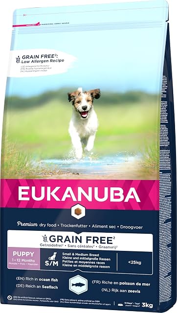 Foto 8 de 8 de Eukanuba Grain Free Alimento para Cachorros de Perro de Raza Pequeña y Mediana, Receta Baja en Alérgenos, 3 kg