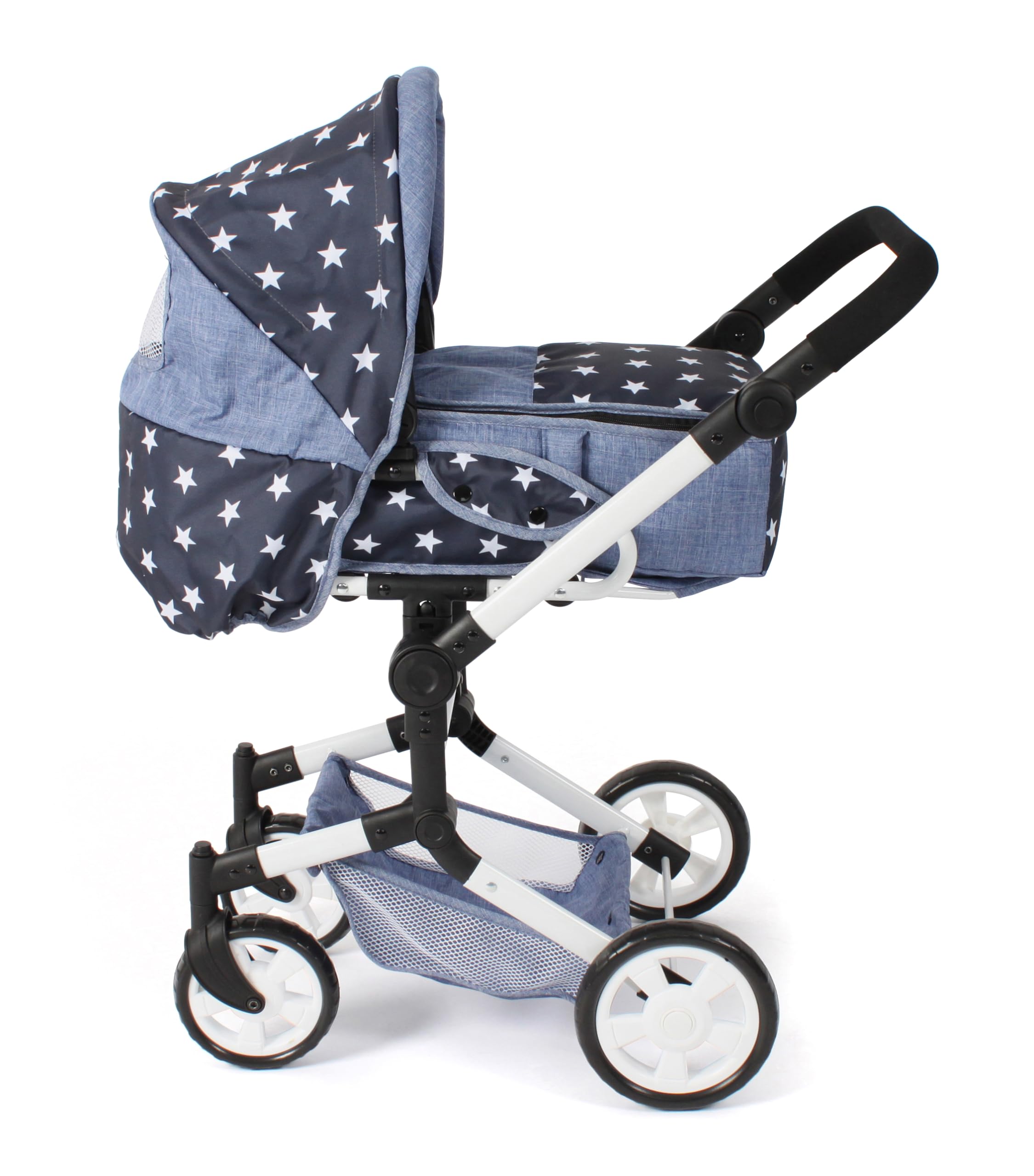 Bayer Chic 2000 - Cochecito de muñecas Jara, 2 en 1 con Bolsa de Transporte extraíble, Carrito para muñecas para niños de 4 a 8 años, Estrellas Marinas