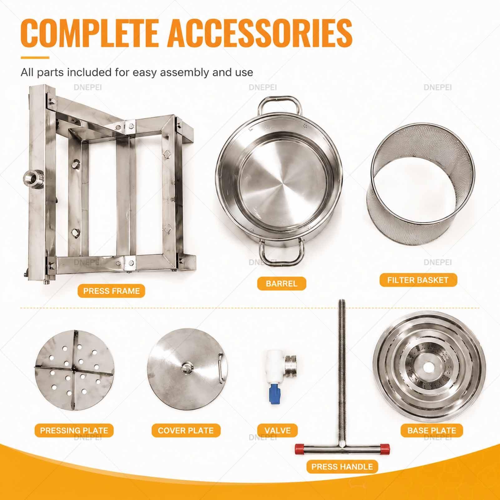 Extractor de Miel de Gran Capacidad (2,6 galones) – Fabricador de zumos Manual de Acero Inoxidable Apto para Uso alimentario con colador extraíble y Mango en Forma de T 201
