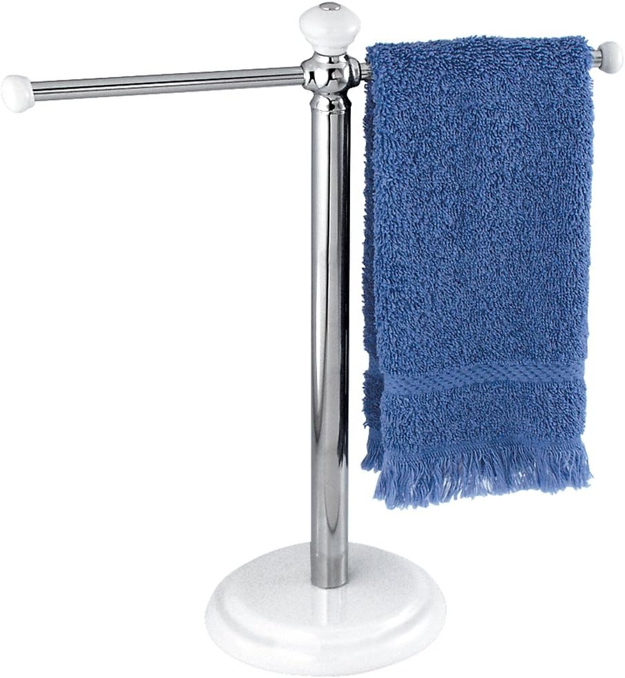 iDesign York Metal Towel Holder Stand for Bathroom Vanities White