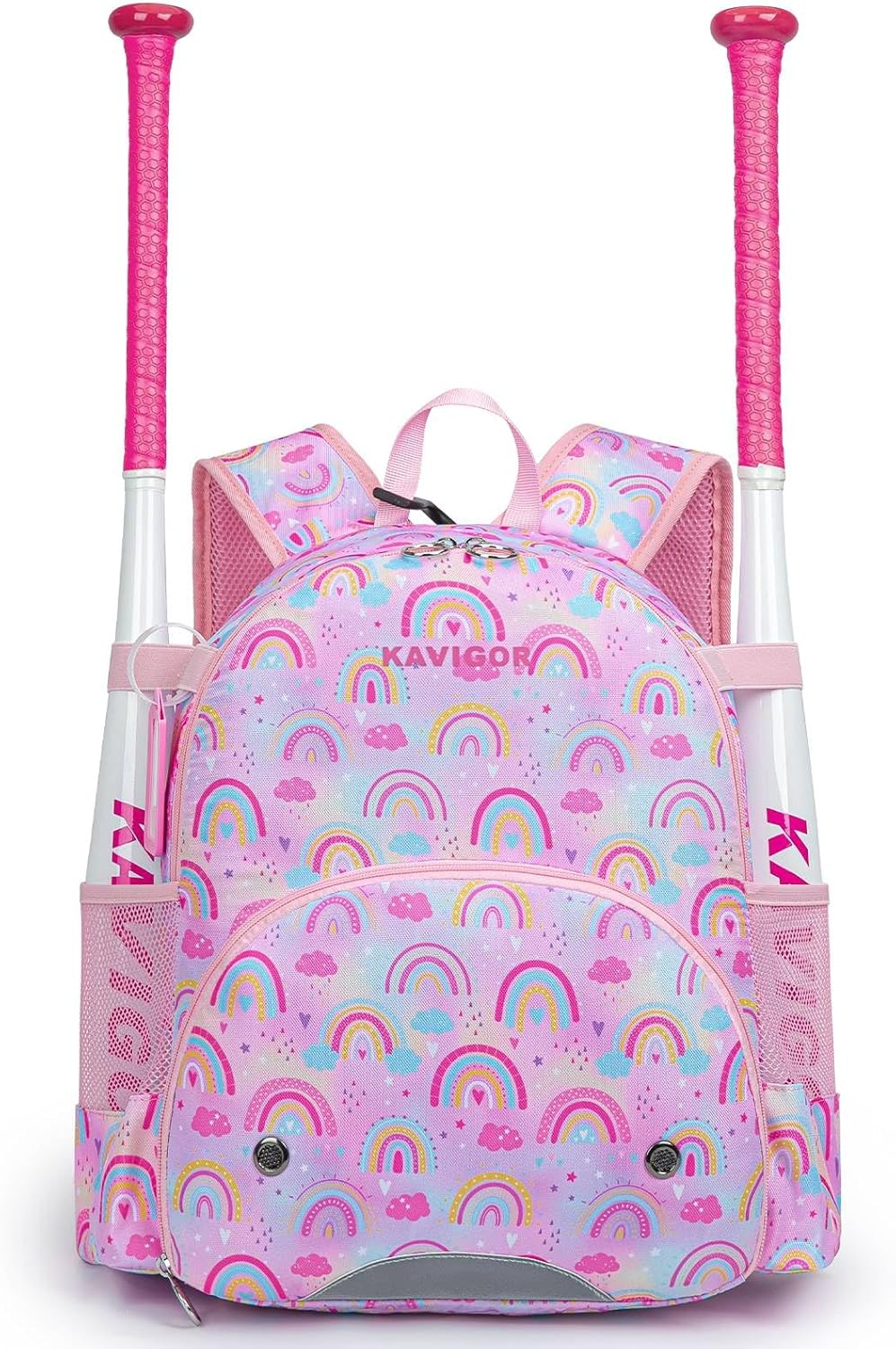 KAVIGOR Youth Tball Baseball Backpack, Lightweight Softball Bag with Shoes Compartment & Name Tag, Reinforced Zippers & Seams