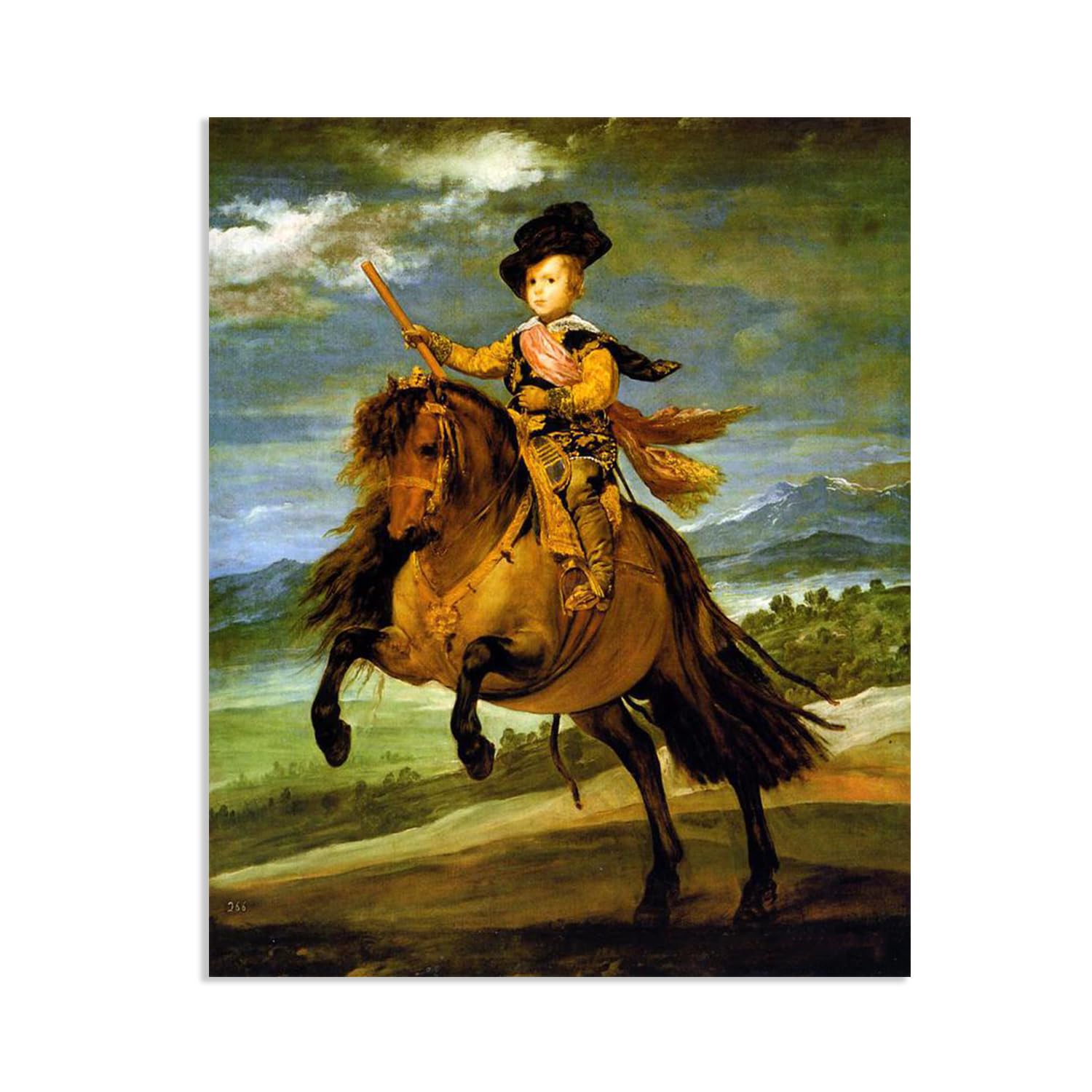MYCGGDGH Diego Velazquez Canvas Wall Art Famous Oil Painting Reproduction Prince Baltasar Carlos on Horseback Classic Portrait Print Wall Decor for living room 70x60cm(28x24in) frameless