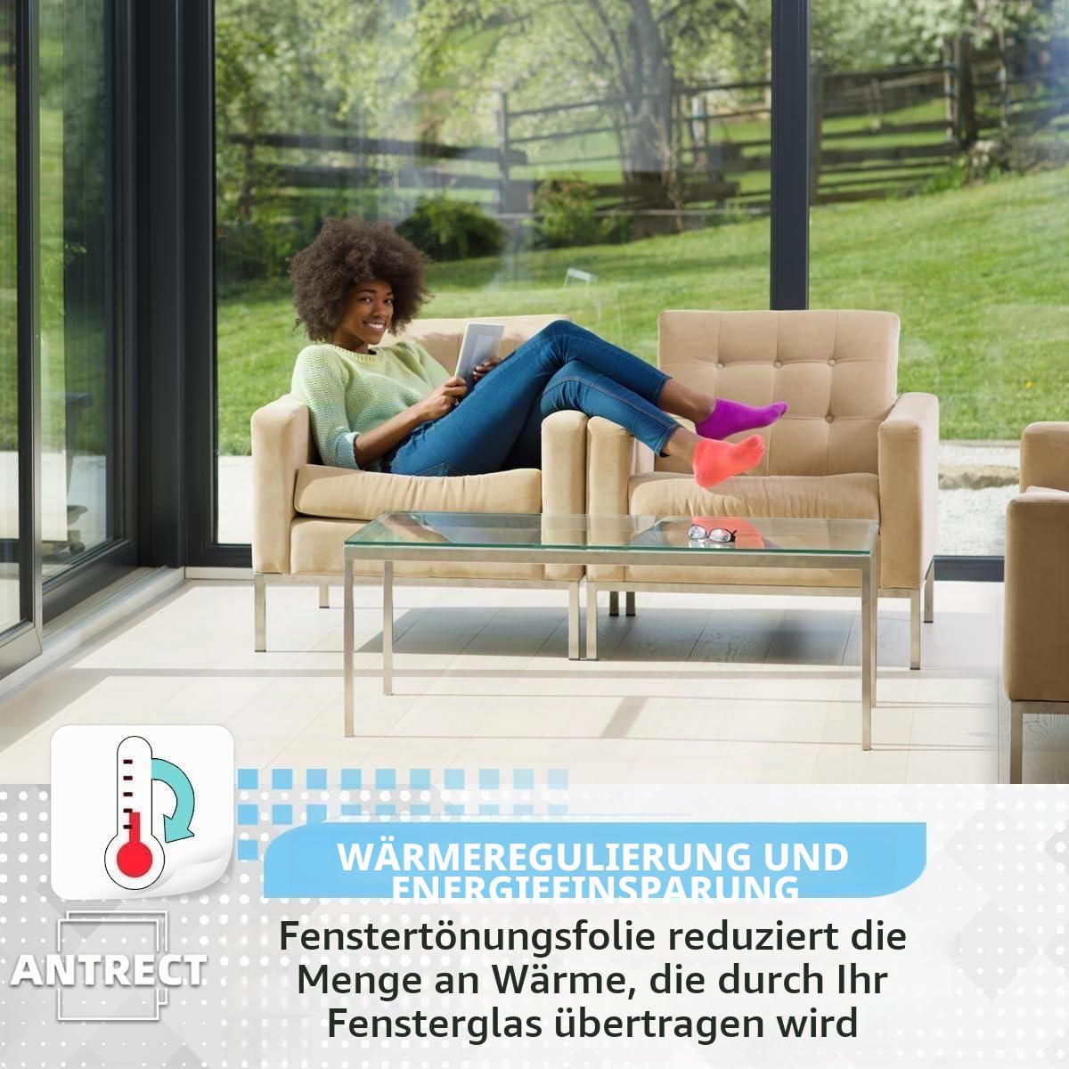Spiegelfolie Fenster Sichtschutz 90x400, UV Folie Fenster, Sonnenschutzfolie Fenster innen, Sichtschutzfolie Fenster, Fensterfolie Sonnenschutz mit Messer für Wohnzimmer, Schlafzimmer, Büro