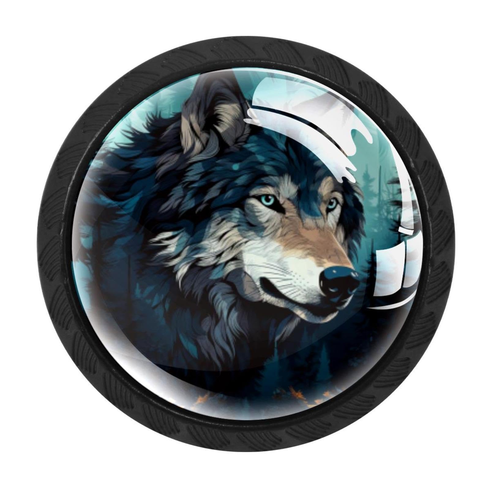 CHENZZZZ 4 pcs Wolf Cabinet Knobs Crystal Drawer Pulls for Kitchen, Bathroom Cabinet, Dresser and Cupboard