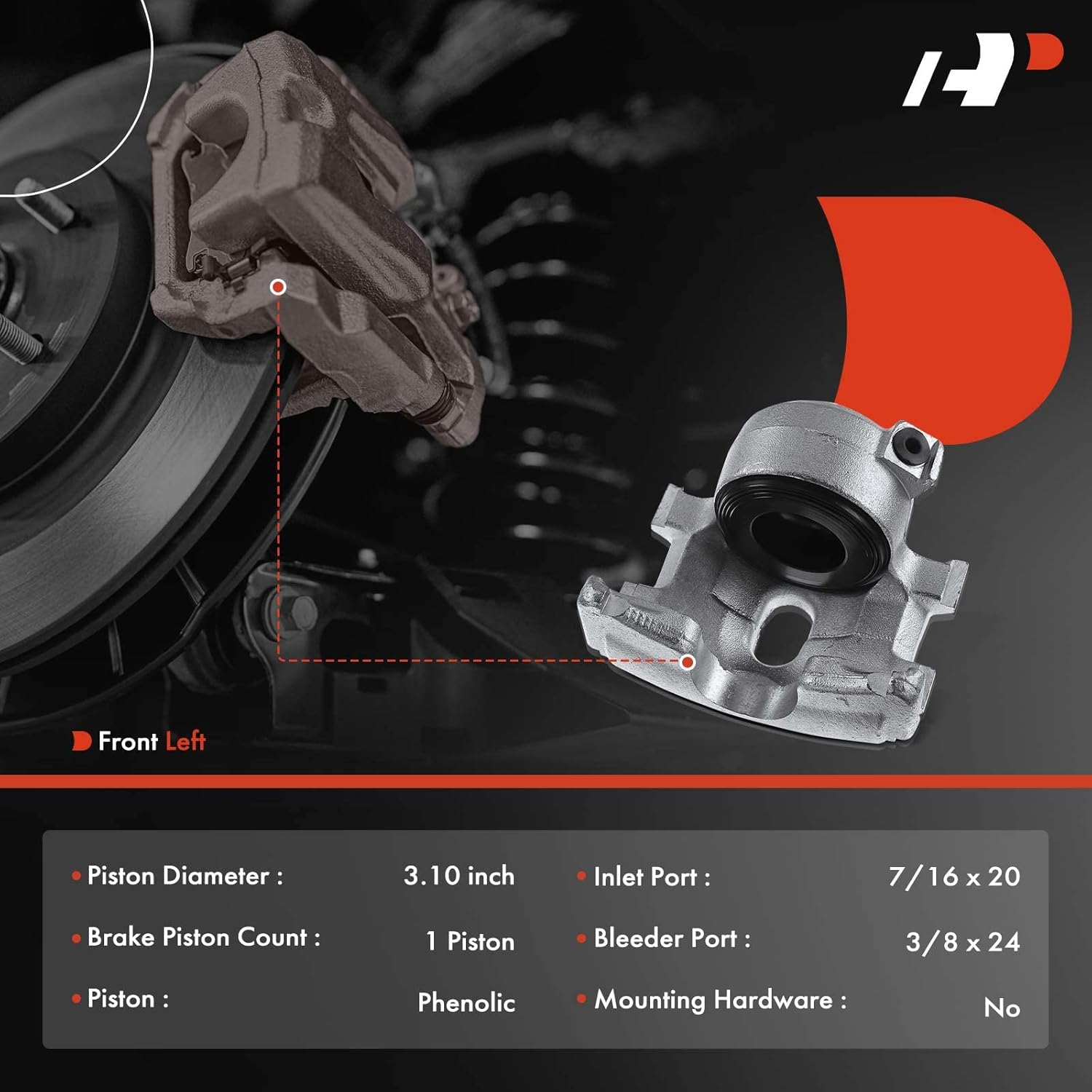 A-Premium Disc Brake Caliper Assembly Without Bracket Compatible with Dodge, Chrysler and Plymouth Models - Town & Country, New Yorker/Newport, Ramcharger, Monaco, Trailduster - Front Left Driver Side