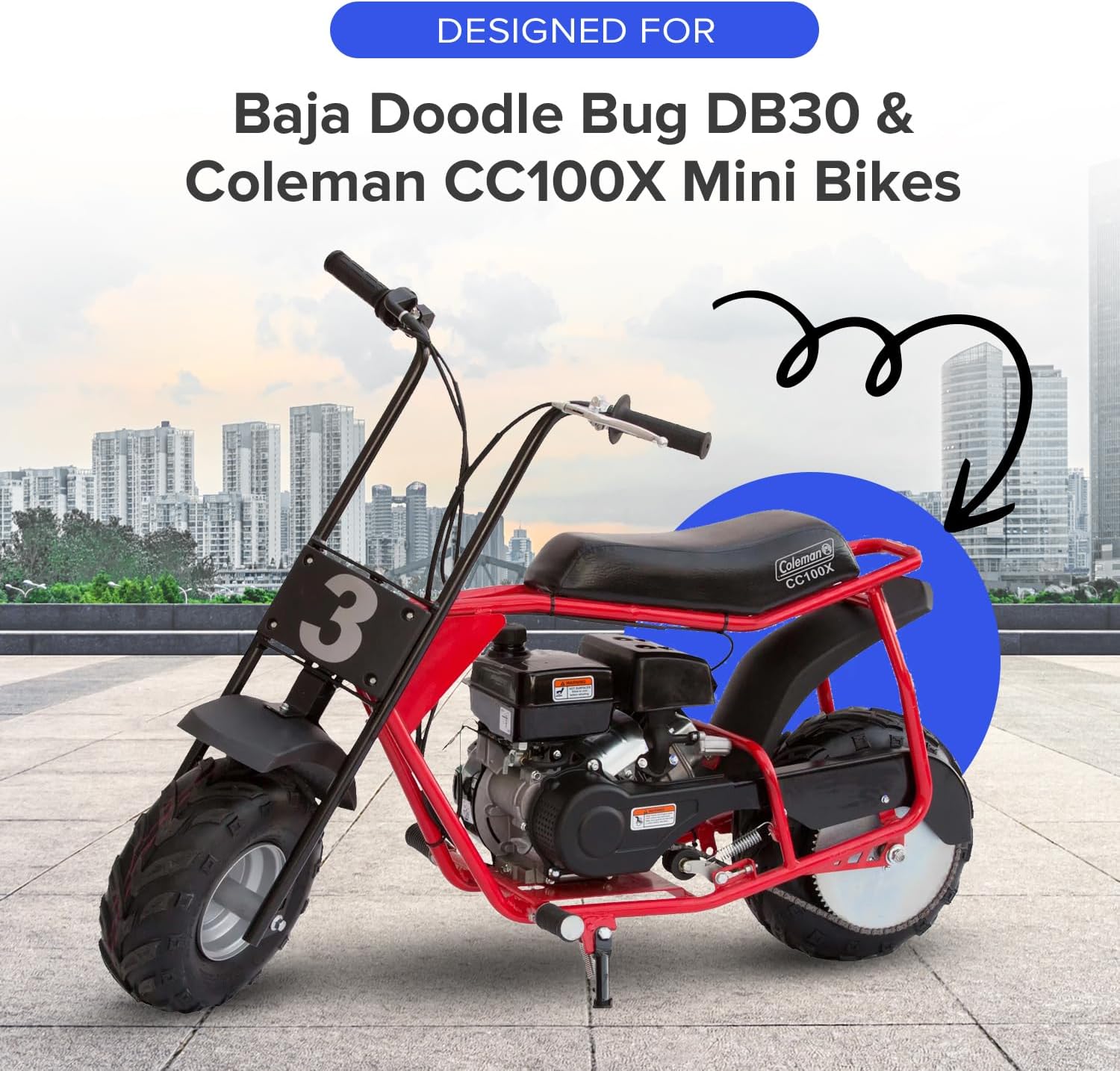 AlveyTech Black Plastic Rear Fender for Baja Doodle Bug DB30 & Coleman CC100X Mini Bikes