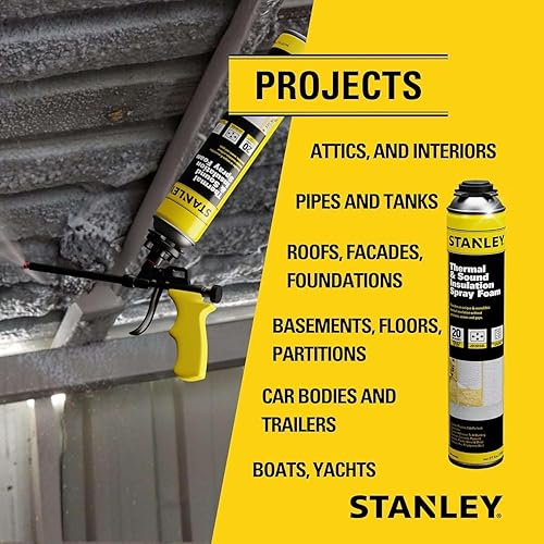 Miniatura 6 de STANLEY Supercoat - Kit de aislamiento de espuma en aerosol, cubre espuma de celda cerrada de hasta 480 pies cuadrados, incluye pistola, limpiador y