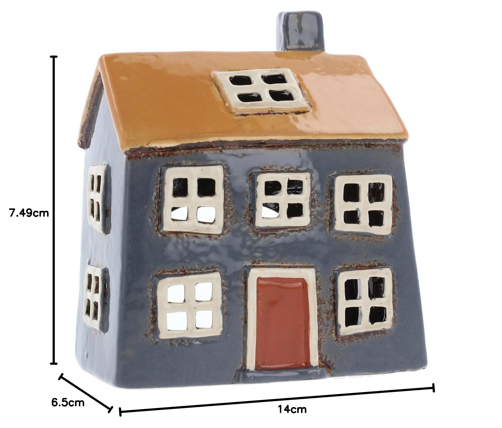 Shudehill Giftware Ceramiczna wieś ceramika jasny zakres kolorów uchwyt na podgrzewacze, piękny prezent na parapetówkę, ozdoba domu, świecznik... (niebieski/żółty)