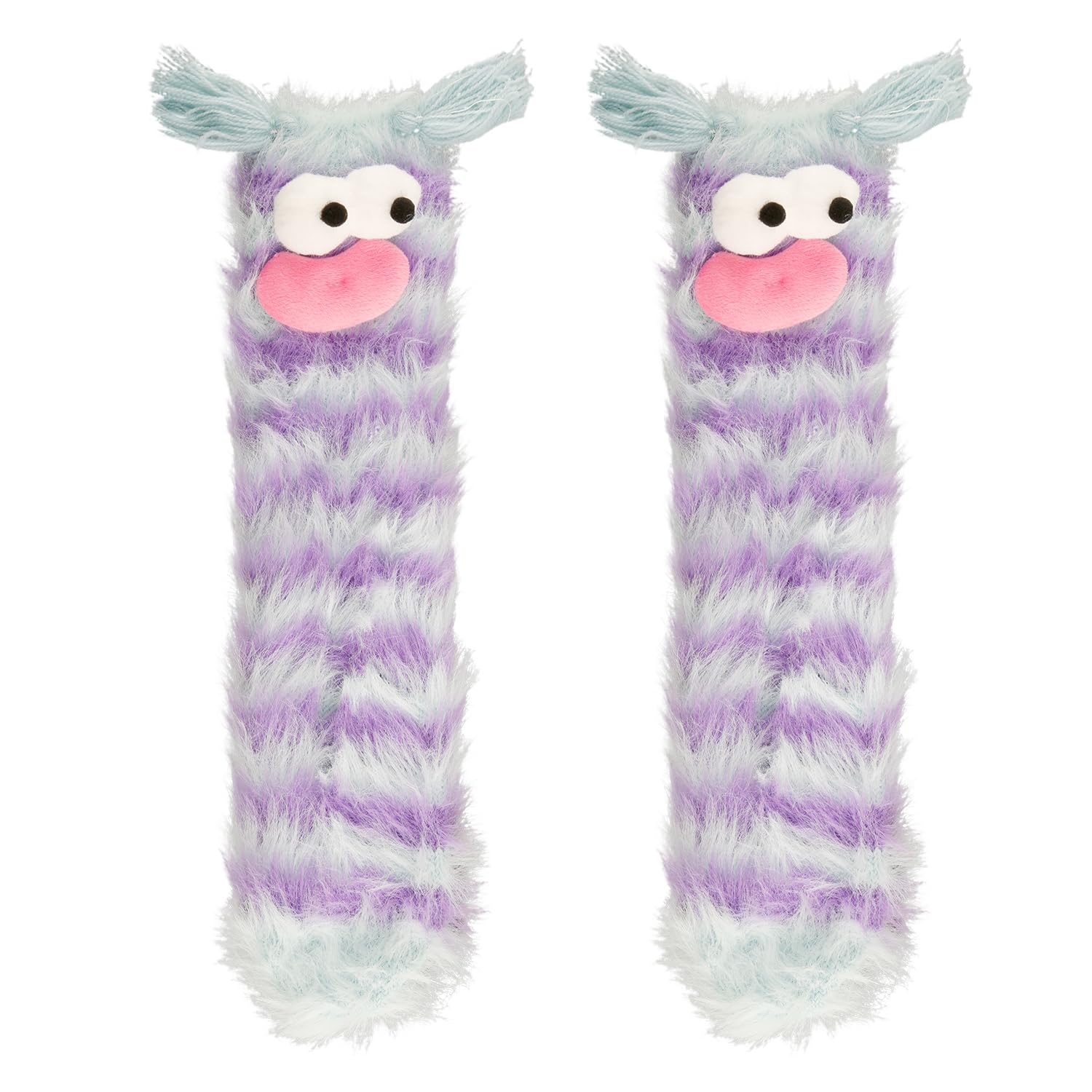 Hopzab Unisex Purple 2 Pcs Funny Cozy Fluffy Socks For Women, 3D Cartoon Monster Socks, Warm Fuzzy Slippers, Christmas Novelty Gifts For Women And Girls(Purple)