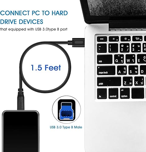 Miniatura 6 de Cable USB 3.0 Jelly Tang A macho a B macho 10 pies, Cable Superspeed USB 3.0 A-BA macho a B macho - para escáner, impresoras, discos duros externos