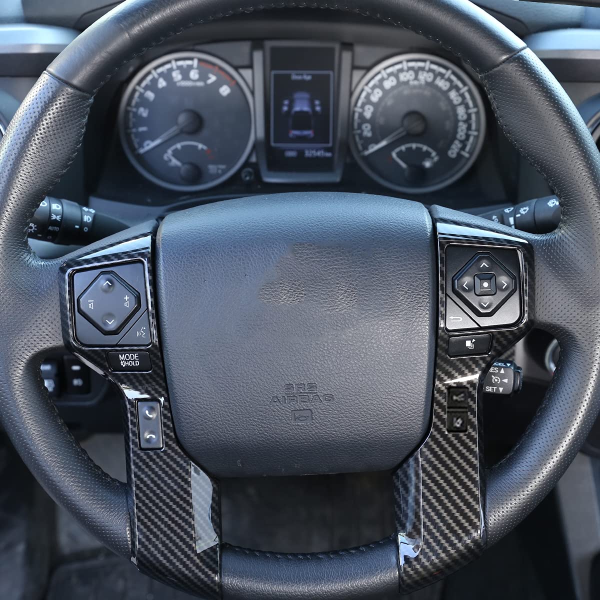 LLKUANG Steering Wheel Button Cover Trims Stickers Fit for Toyota Tacoma 2014-2020 Tundra 4Runner 2010-2019 4Runner 4WD N280 2014-2019 (Carbon Fiber Style, 3+3 Holes Style)