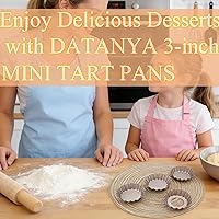 Vista 6 de DATANYA Mini Sartenes para Tartas con Fondo Extraíble de 3 Pulgadas, Molde para Tartas de Quiche de Acero al Carbono Antiadherente de 0.8 Pulgadas