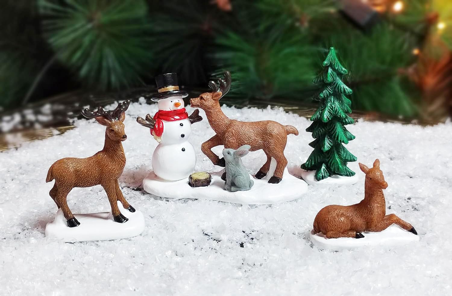 MOMENTS IN TIME Set of 4 Hand-Painted Polyresin Christmas Village Figures