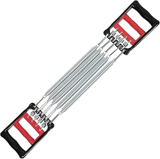 uxcell Chest Arm Expander, Adjustable Exercise Springs Resistance Bands for Men, Home Fitness Equipment with 5 Metal Spring for Home Gym Muscle Training Exerciser 1 PCS, Red Black