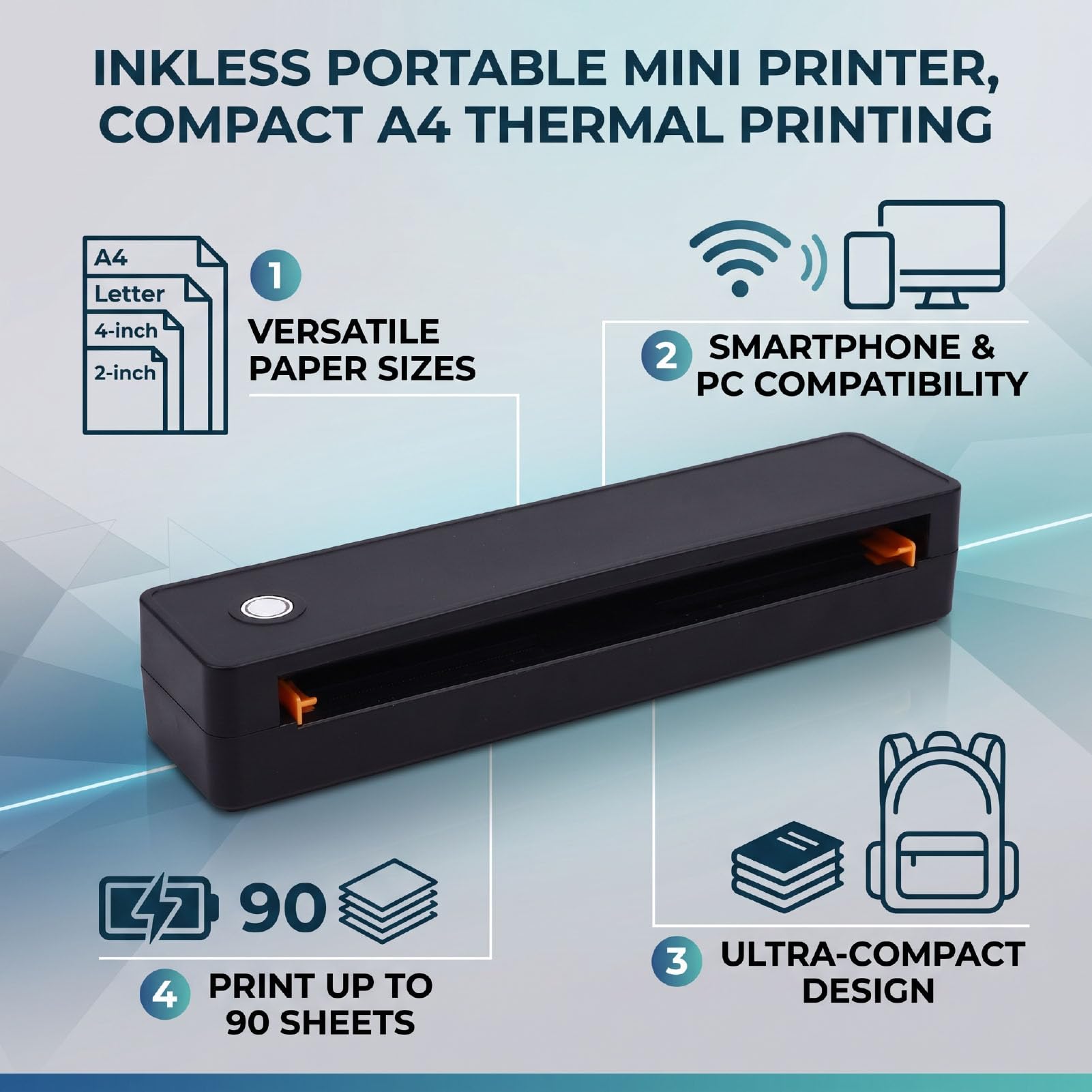 Fockety Imprimante Portable, Thermique sans Encre sans Fil