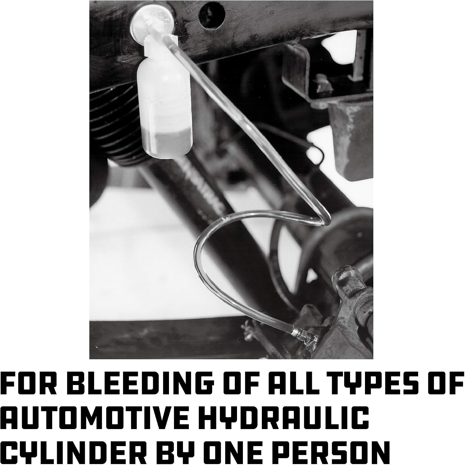 Powerbuilt Bleed-O-Matic One-Man Brake Bleeder Kit – Opaque Bottle, Transparent Hoses & Tapered Fittings – No Mess Brake Fluid Bleeding - 648591
