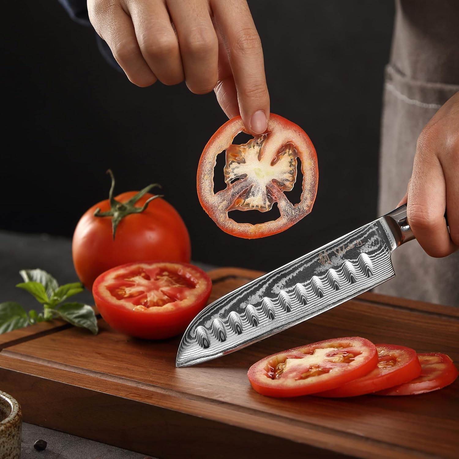 Wakoli EDIB Essentials 2-teiliges Messerset, Chefmesser, Santoku, VG10 Kern | 67 Lagen Damaststahl, kompakte 12 und 13 cm Klingen, Pakkaholzgriffe, Geschenkbox und Fingerschutz für feine Schneidarbeiten.