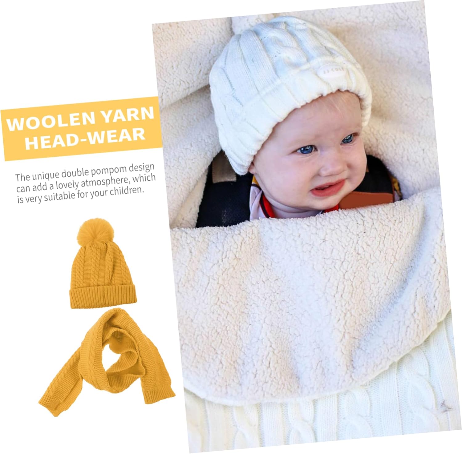 FOMIYES 1Set Knitted Woolen Yarn Hat and Scarf Breathable Neck Neckerchief for Boys and Adorable Winter Costume Supply