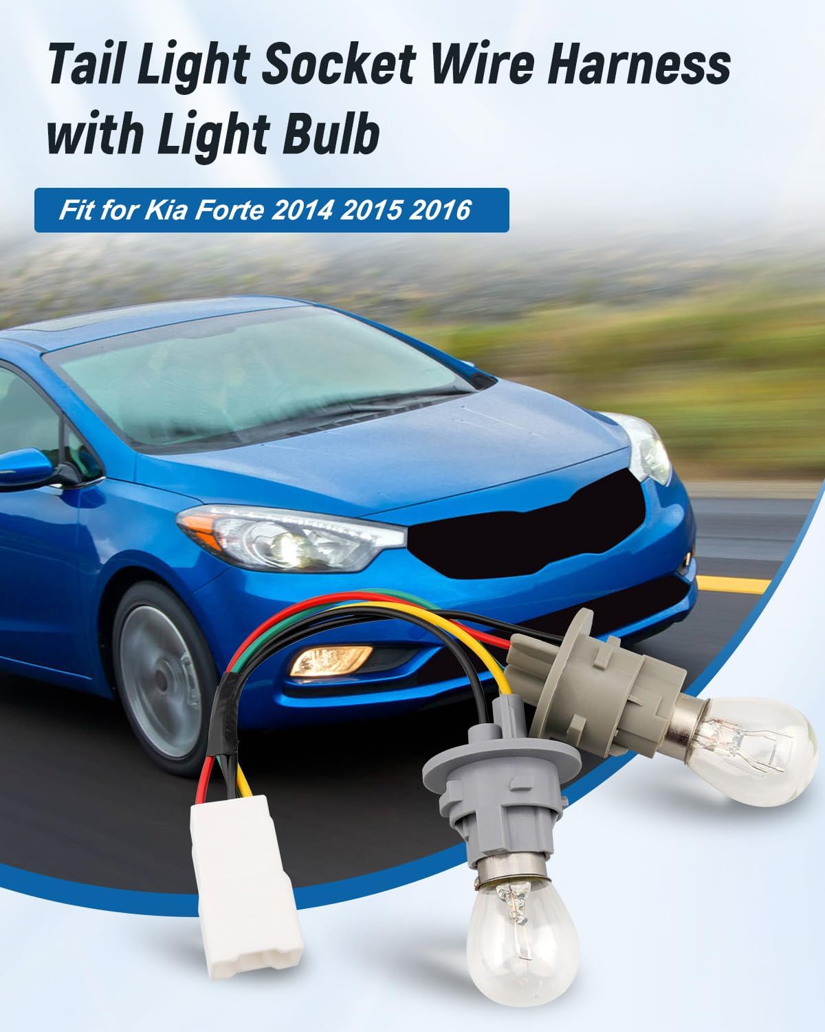 Tail Light Socket Wire Harness with Light Bulb Fit for Kia Forte 2014 2015 2016 Replace 92470-A7000 92470A7000