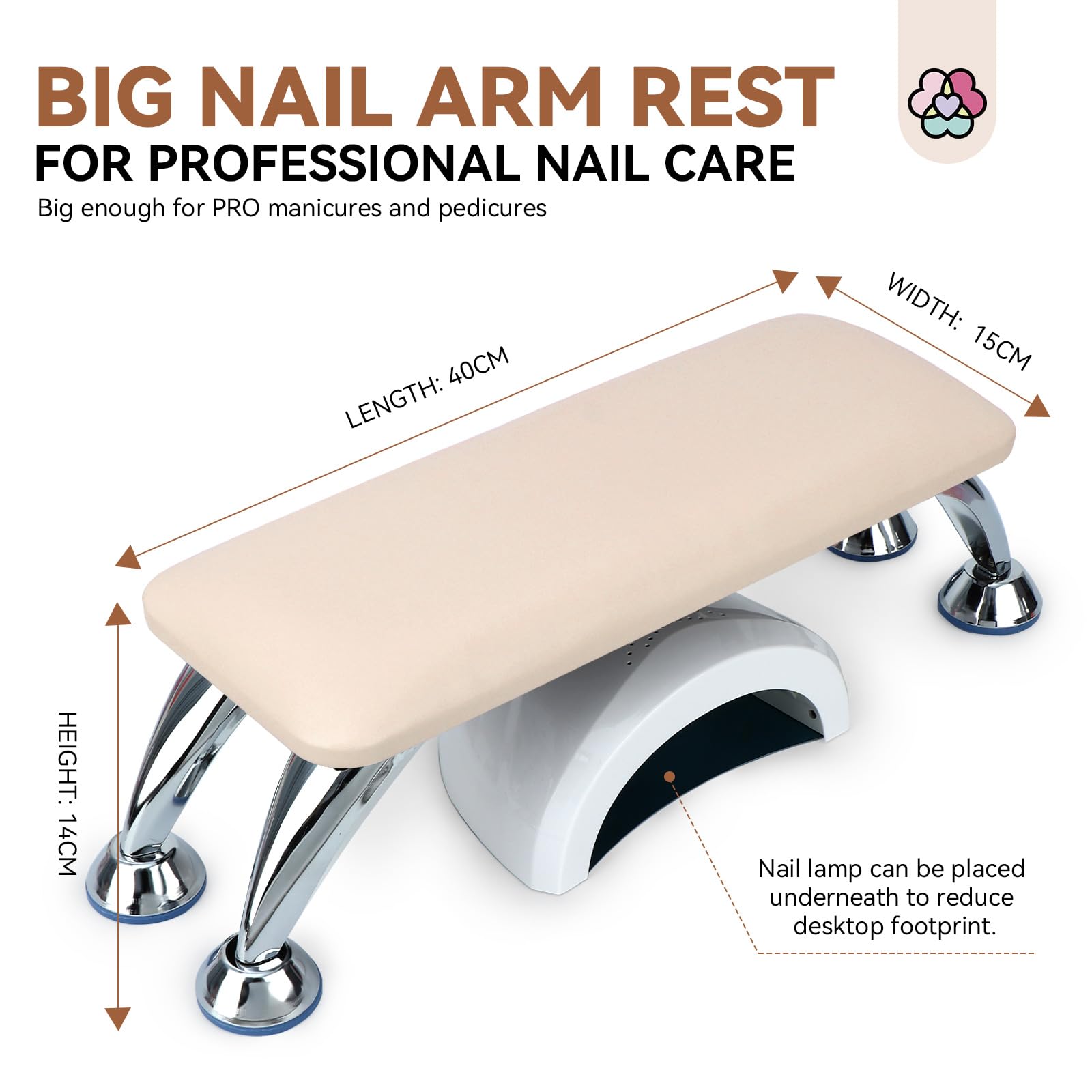 Saviland Bracciolo per unghie in pelle per manicure, poggia mano marrone per nail art con cuscino antiscivolo per unghie protettivo tappetino per unghie forniture per unghie manicure salone