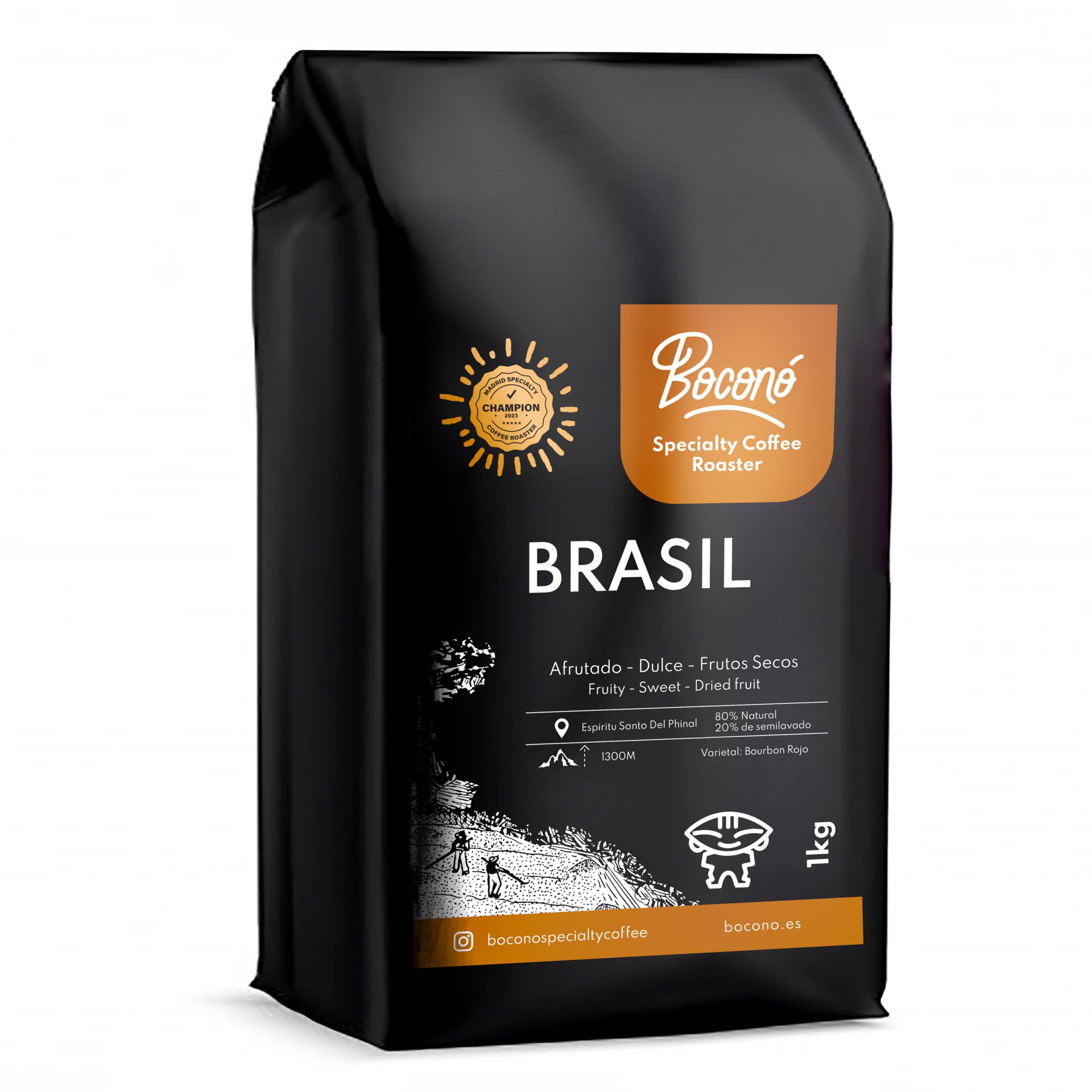 Café en grano arábica Brasil Boconó specialty coffee tueste medio 1 kg natural espresso V60 Chemex