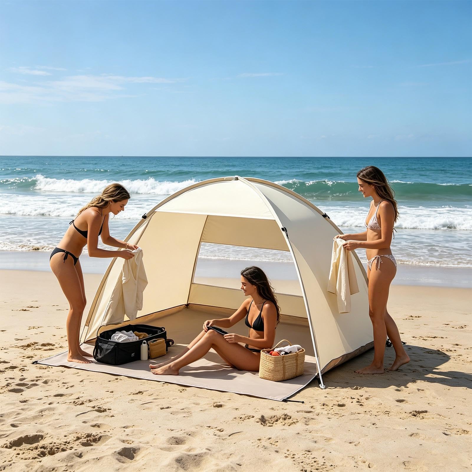 da Spiaggia Ombrellone Portatile Facile da Montare | Tenda Parasole per Escursionismo Viaggio Pesca Picnic Famiglia Campeggio Esterno da 3-4 Persone