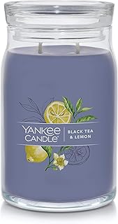 Black Tea & Lemon Scented, Signature 20oz Large Jar 2-Wick Candle, Over 60 Hours of Burn Time