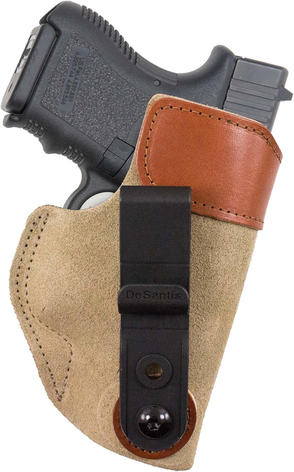 Desantis Sof-Tuck Gun Holster with Adjustable Cant, Soft No-Slip Suede, Fits S&W Shield/Ruger SR9C/SPRINGFIELD Hellcat, Unisex Holster, Available for Most Concealable Handguns in Right and Left Hand