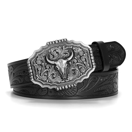 Cowboy Belts for Woman Men, Cowboy Cowgirl Belt Embossed Western