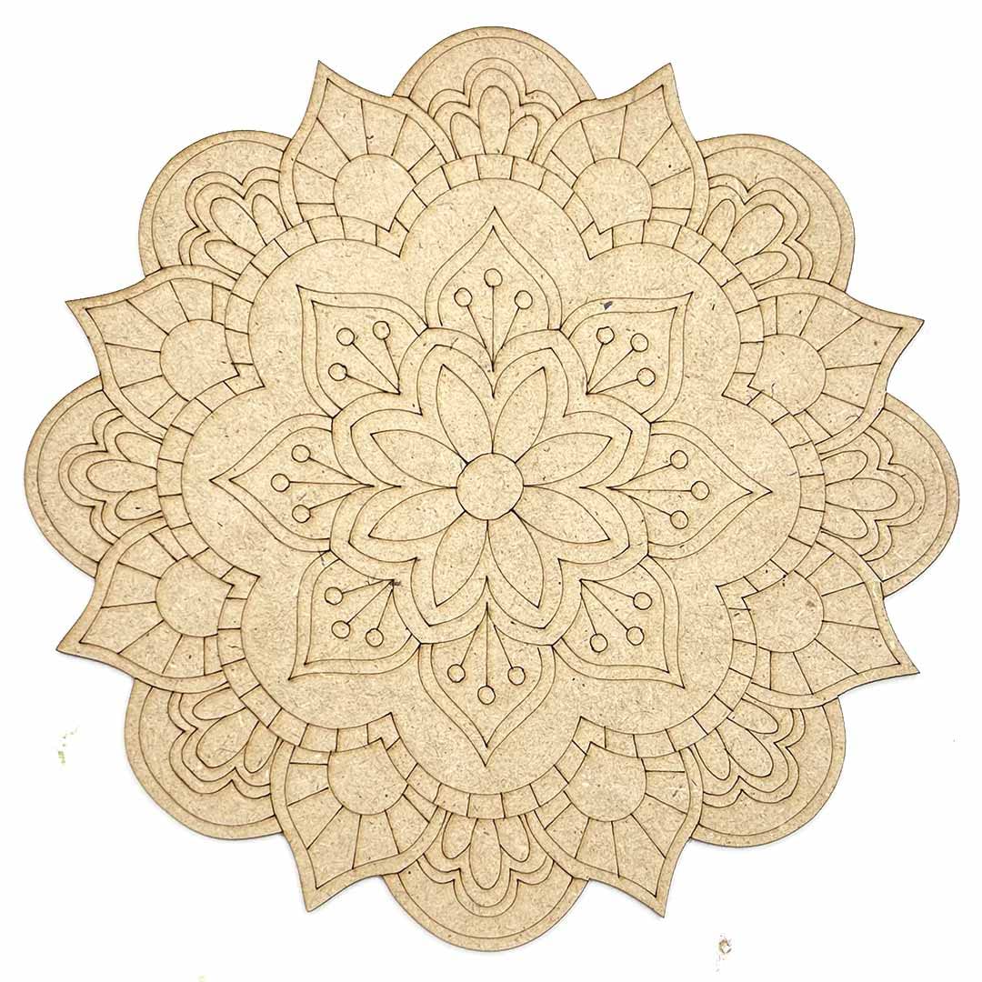 Engraved Mandala MDF Boards for Art and Craft | for Decorations, Festival Gift, Wall Decorations 3.5 Thickness 12 INCH (30.48CM) Unfinished Mandala Art Tools Kit for Lippan Art (MD 2)-image-29