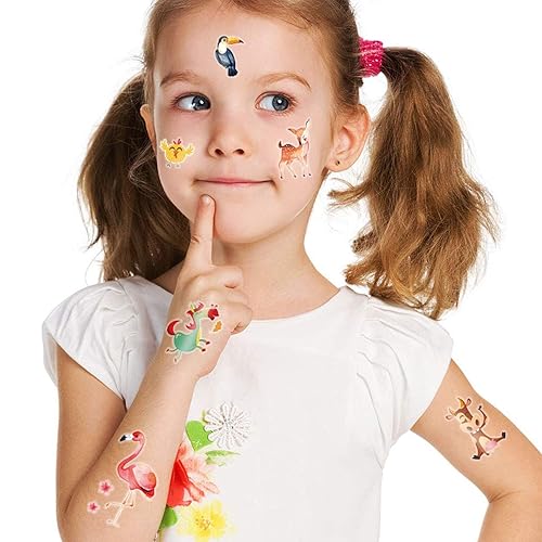 Miniatura 7 de Konsait 24 hojas de tatuajes temporales de animales para niños (más de 230 unidades), tatuajes falsos de animales marinos de la selva del zoológico,