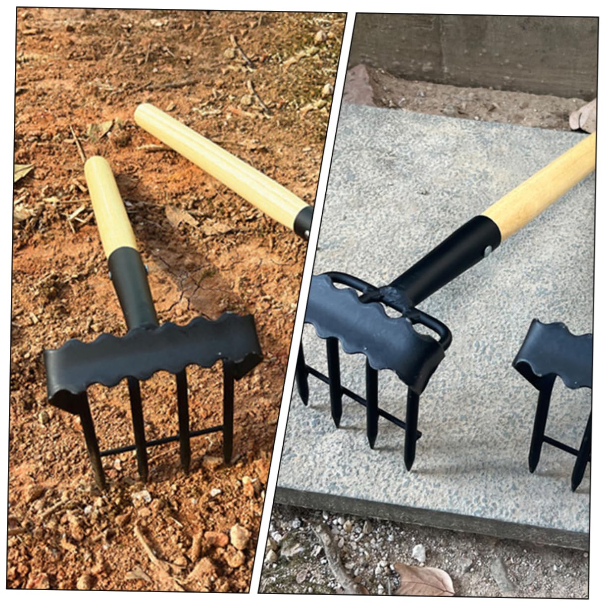 UPKOCH Herramientas De Jardinería De Rastrillo y Azada Rastrillo De Jardín Pequeño para Césped para Jardín Mango De Madera para Plantar y Aflojar La Tierra