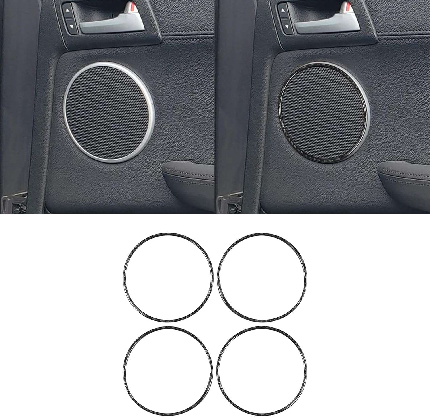 Real Soft Black Carbon Fiber Car Front and Rear Door Panel Horn Speaker Loudspeaker Frame Sticker Premium Interior Accessories Compatible with Pontiac G8 2008-2009/Holden Commodore 2006-2012