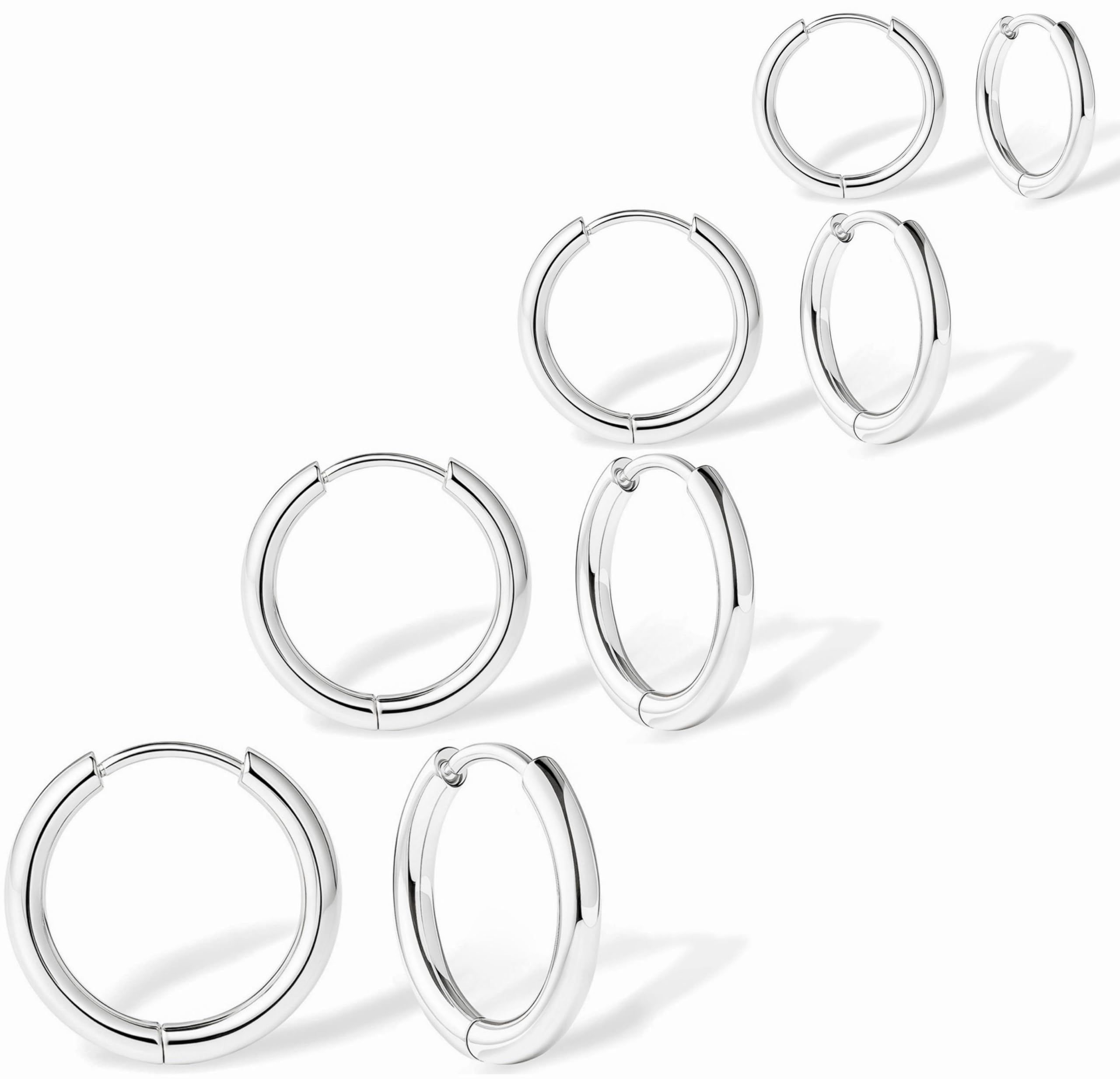 316L Surgical Stainless Steel Hoop Earrings Set for Women 6mm 8mm 10mm 12mm Hypoallergenic Lightweight Cute Mini Cartilage Helix Targus Conch Rook Lobes Sleeper Everyday Earrings for Multiple Piercing