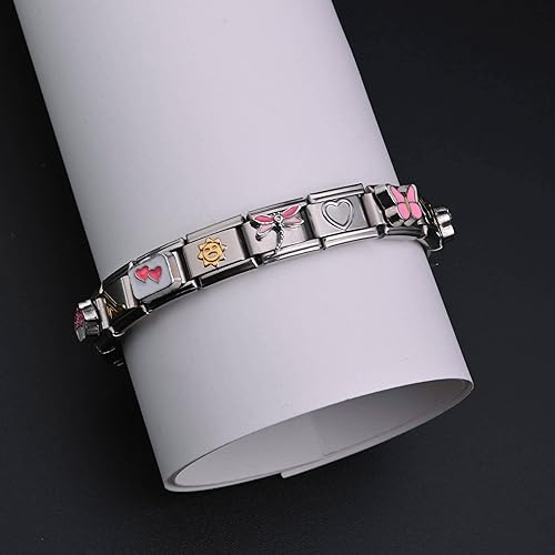 Miniatura 3 de 10 pulseras italianas con dijes italianos, dijes italianos clásicos, de los años 2000, lindo diseño modular de los años 2000, joyería para mujeres y