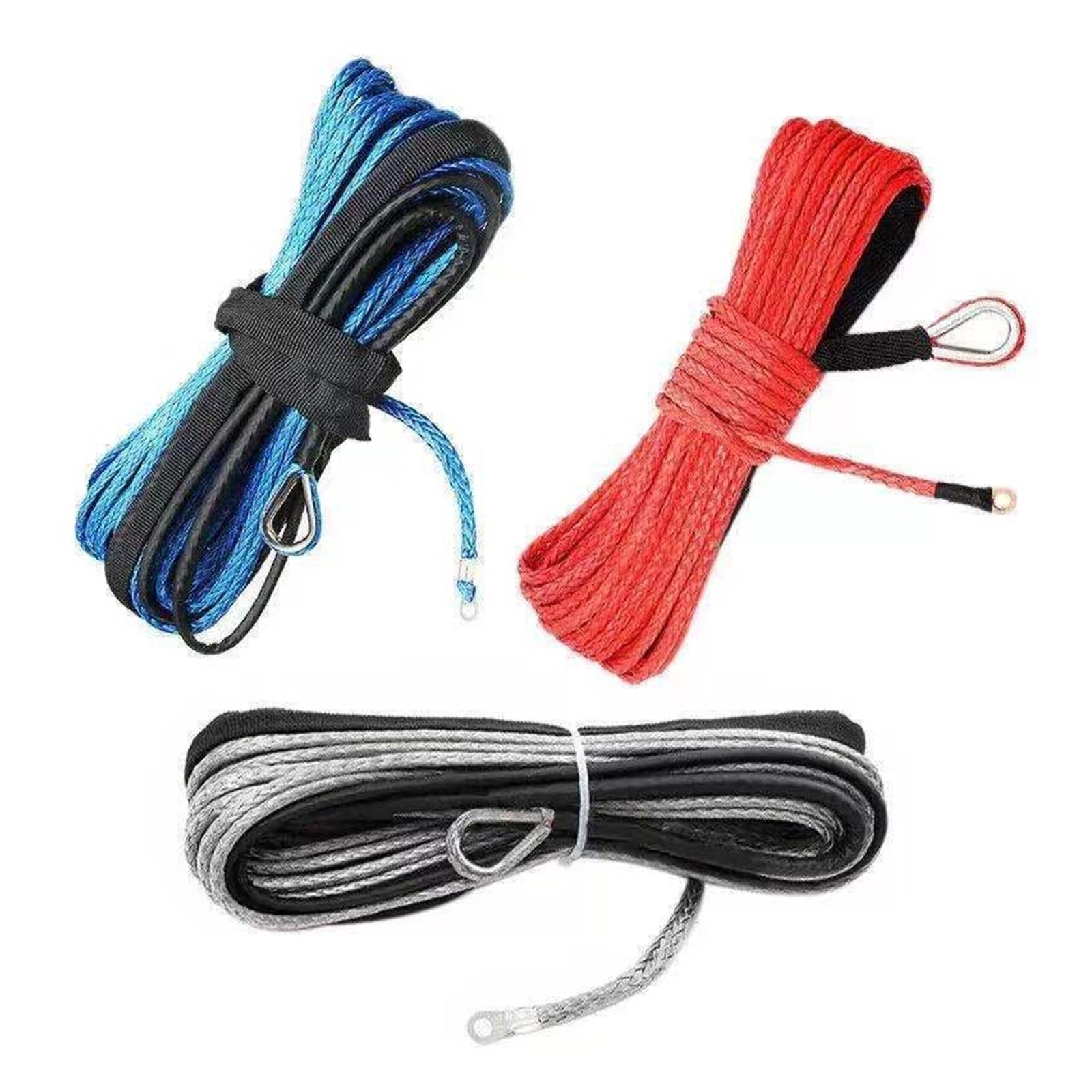 Zestaw syntetycznej liny do wyciągarek samochodowych 5 mm x 15 m, 2, tony, wytrzymała lina przyczepy ATV UTV Off Road Duża pojemność(Gray)