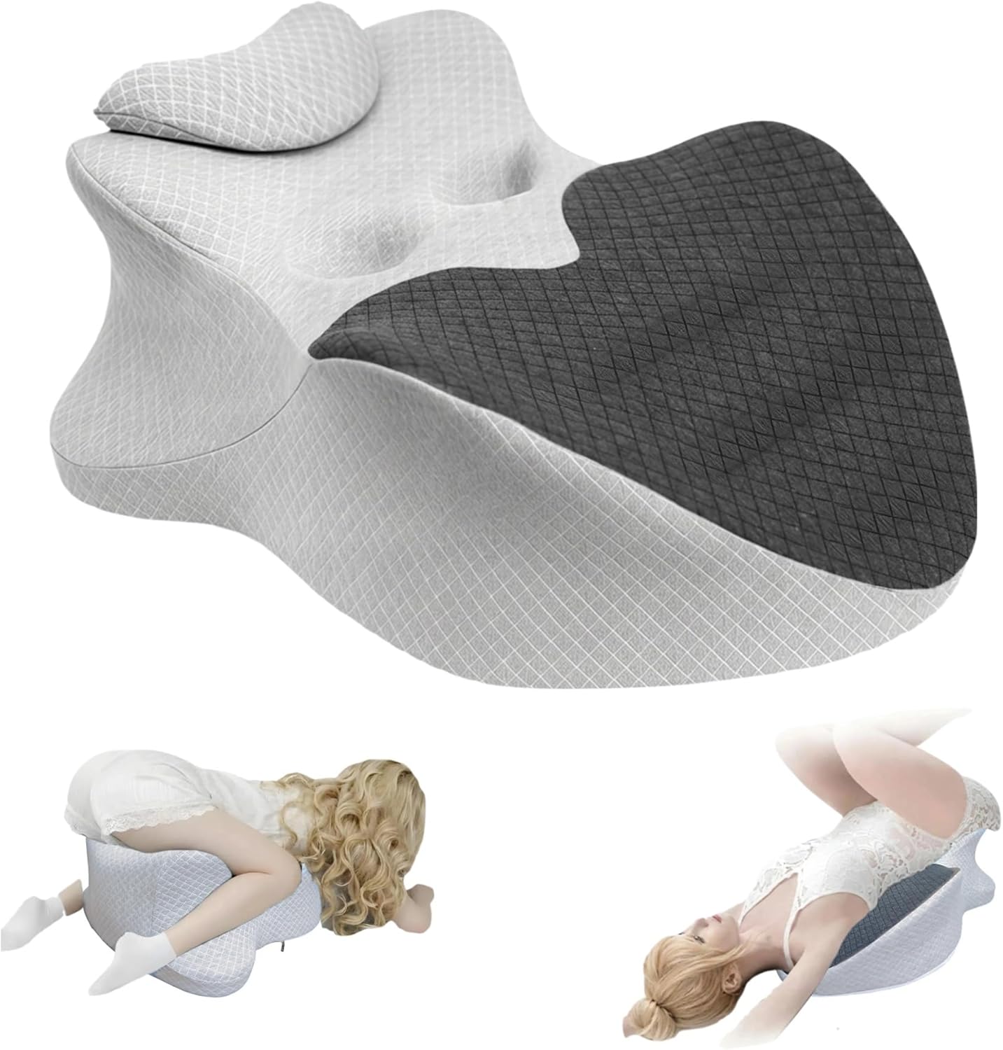 Intimacy Support Pillow for Couples, 27° Ergonomic Memory Foam Position Cushion, Multi-Functional Back Lumbar Support Pillow for Bedroom Living Room Office (Black & Grey)