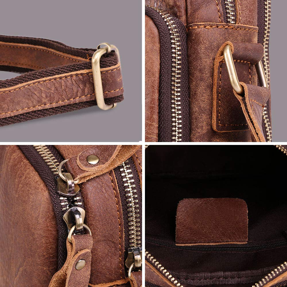 BAIGIO Sac à Bandoulière pour Homme en Cuir véritable, Petit Sacoche Bandoulière, Sac Croisé Vintage, Sacoche Cuir Homme pour Travail, Voyage, Vie Quotidienne