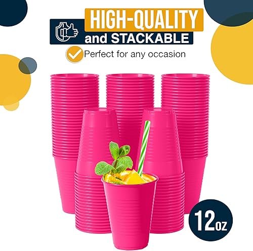 Miniatura 3 de Exquisitos vasos de plástico de 12 oz II 50 unidades paquete a granel desechables vasos de fiesta platos II vasos de plástico de calidad premium
