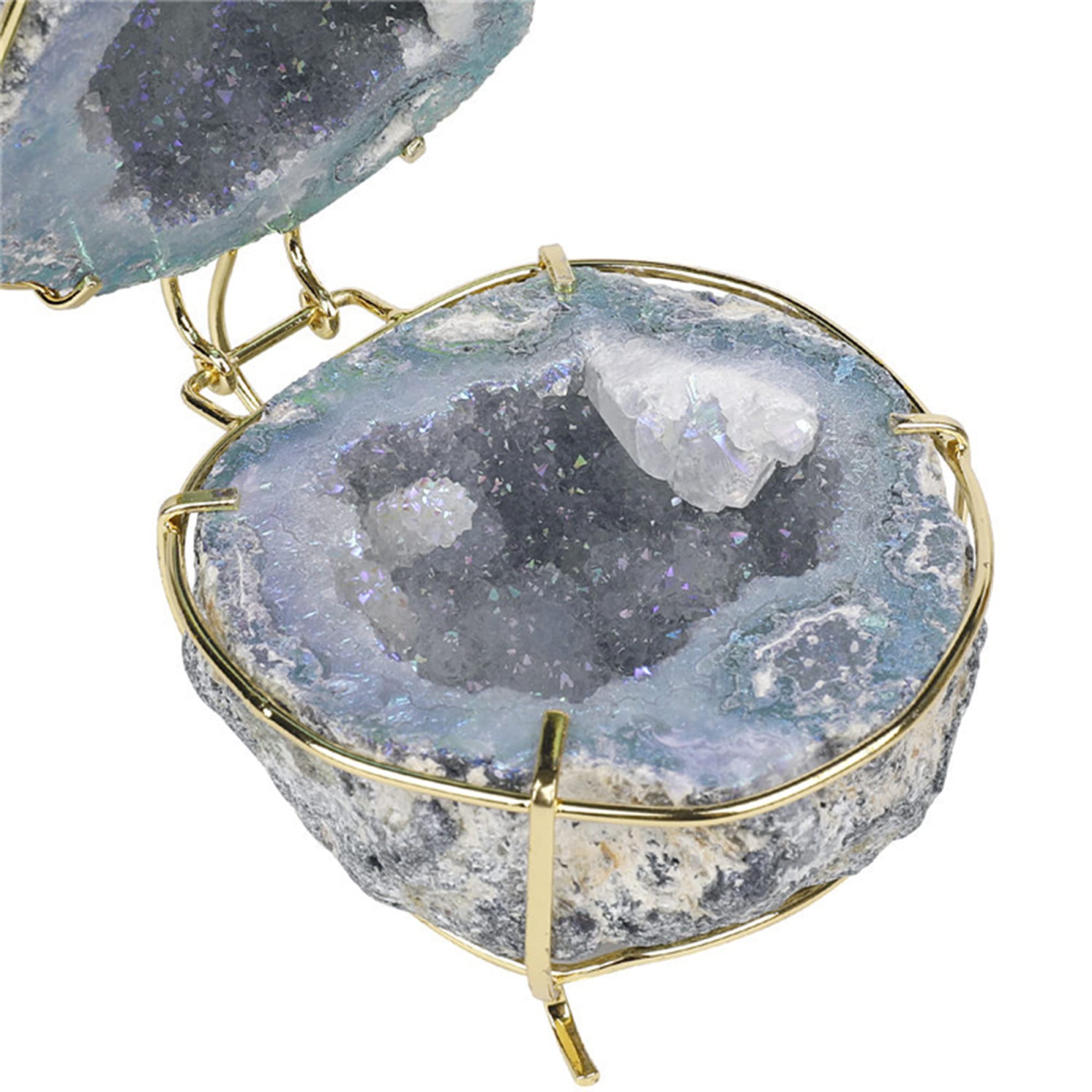 Caja de anillo de geoda de cristal, joyero de cuarzo natural para compromiso, propuesta y recuerdos, regalo único para ella