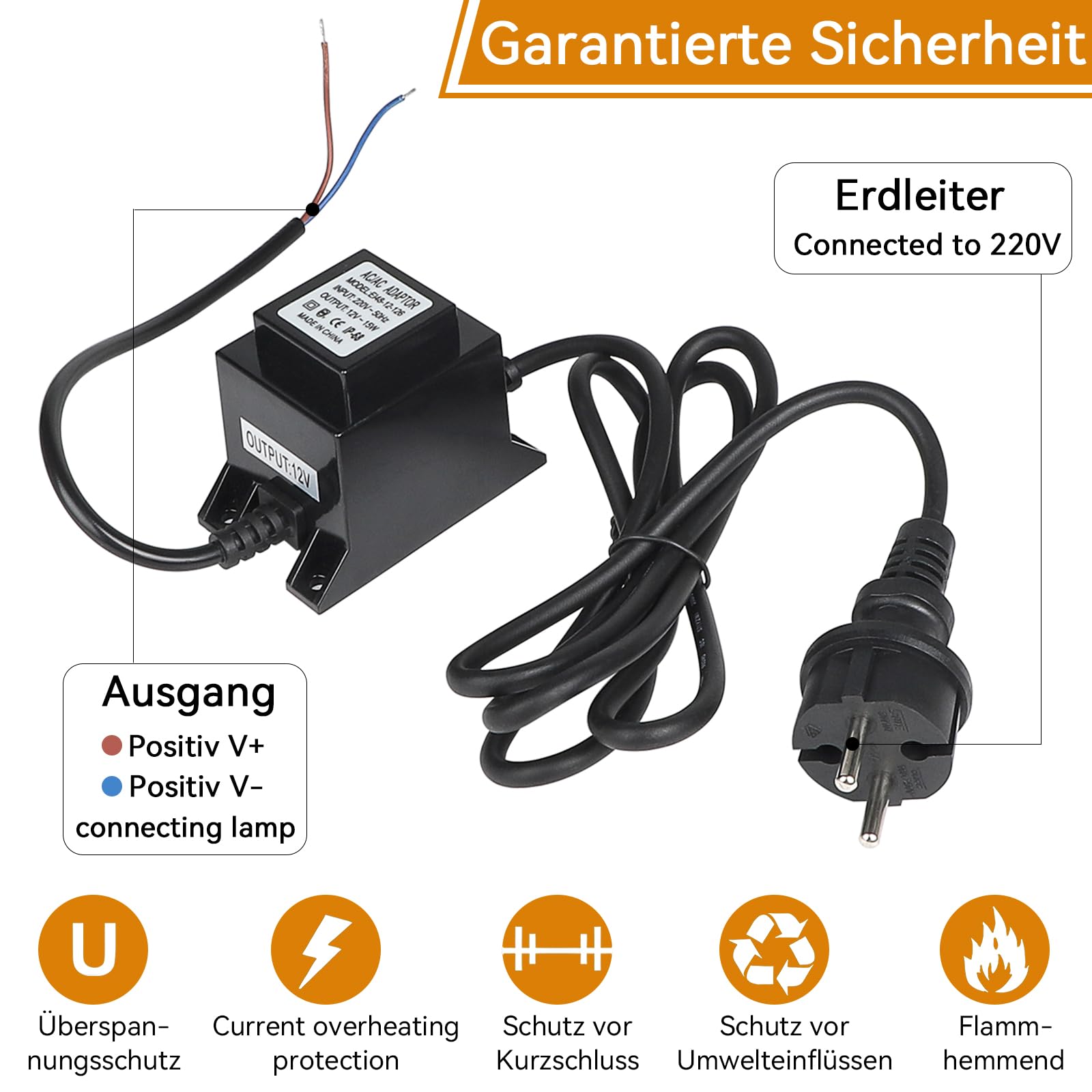 Alimentatore Trasformatore LED IP67 Impermeabile 12V - 20W, 36W, 60W, 75W, 100W, Conversione AC/DC Alimentatore Per Strisce LED - Foto 2