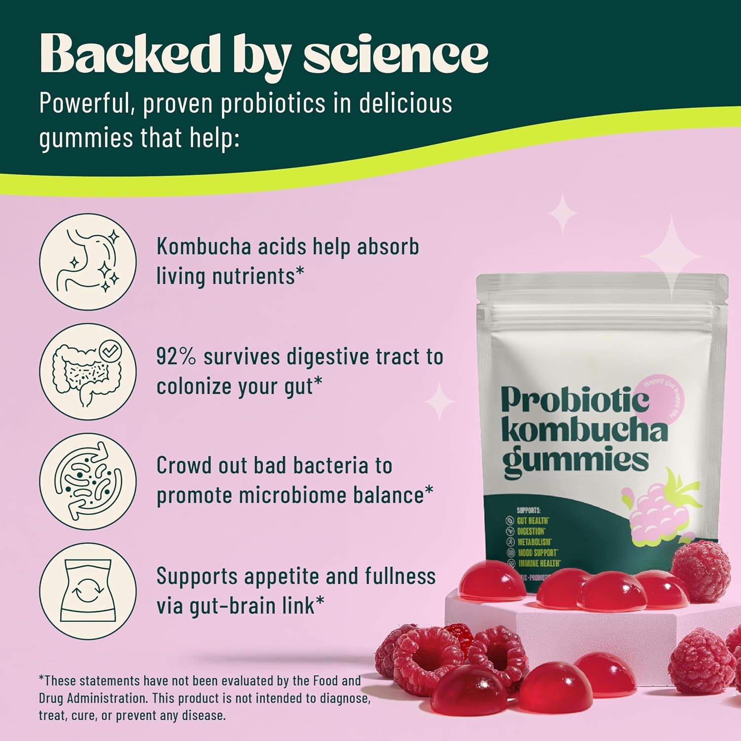 Gummies de Kombucha Probiótico – Contra la Hinchazón – Probióticos para Mujeres y Hombres (2)