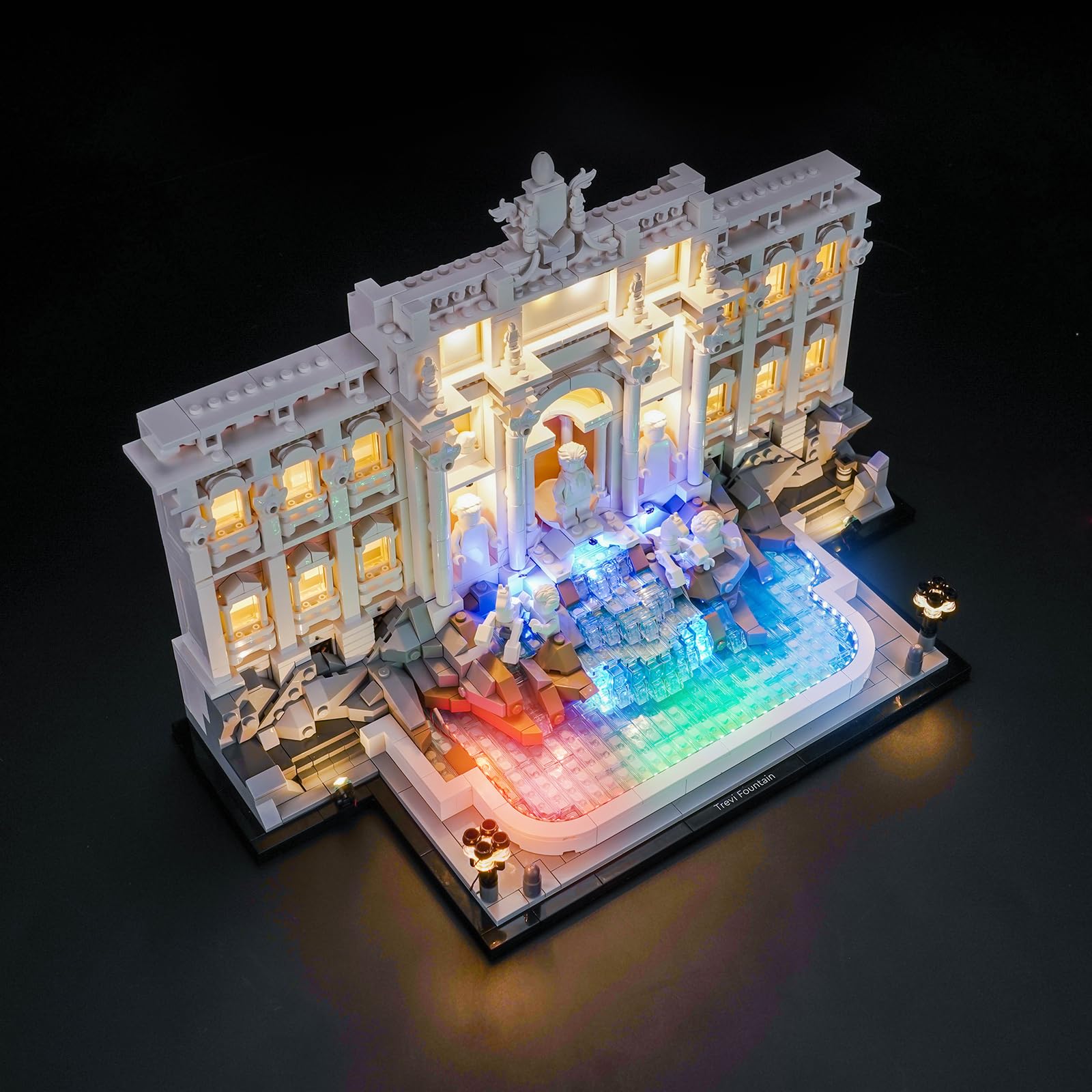 Pilot zdalnego sterowania LED zestaw oświetlenia RGB kompatybilny z Lego Trevi Fountain 21062 (nie model), dekoracyjne oświetlenie zestaw kompatybilny z Lego 21062 Trevi Fountain kreatywna zabawka