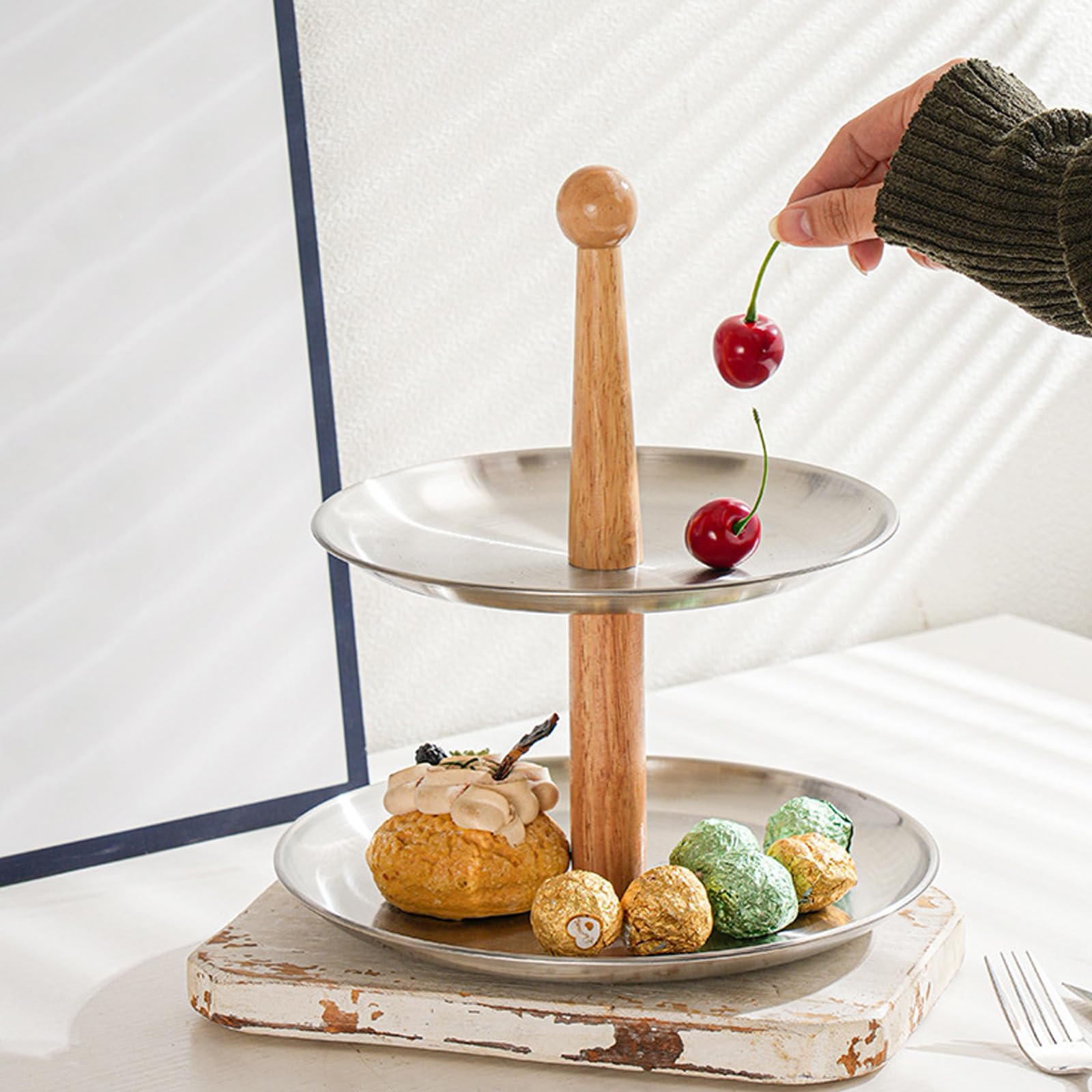 Metal Cupcake And Fruits Tray Effective Stainless Steel Fruit And Candy Stands Organizers For Special Event