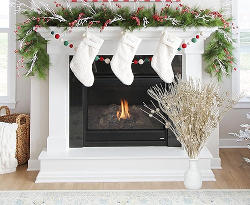 Miniatura 7 de DearHouse 22 tallos de bayas con purpurina navideña, 17 pulgadas, para árbol de Navidad, festivales, vacaciones, manualidades y decoración del hogar