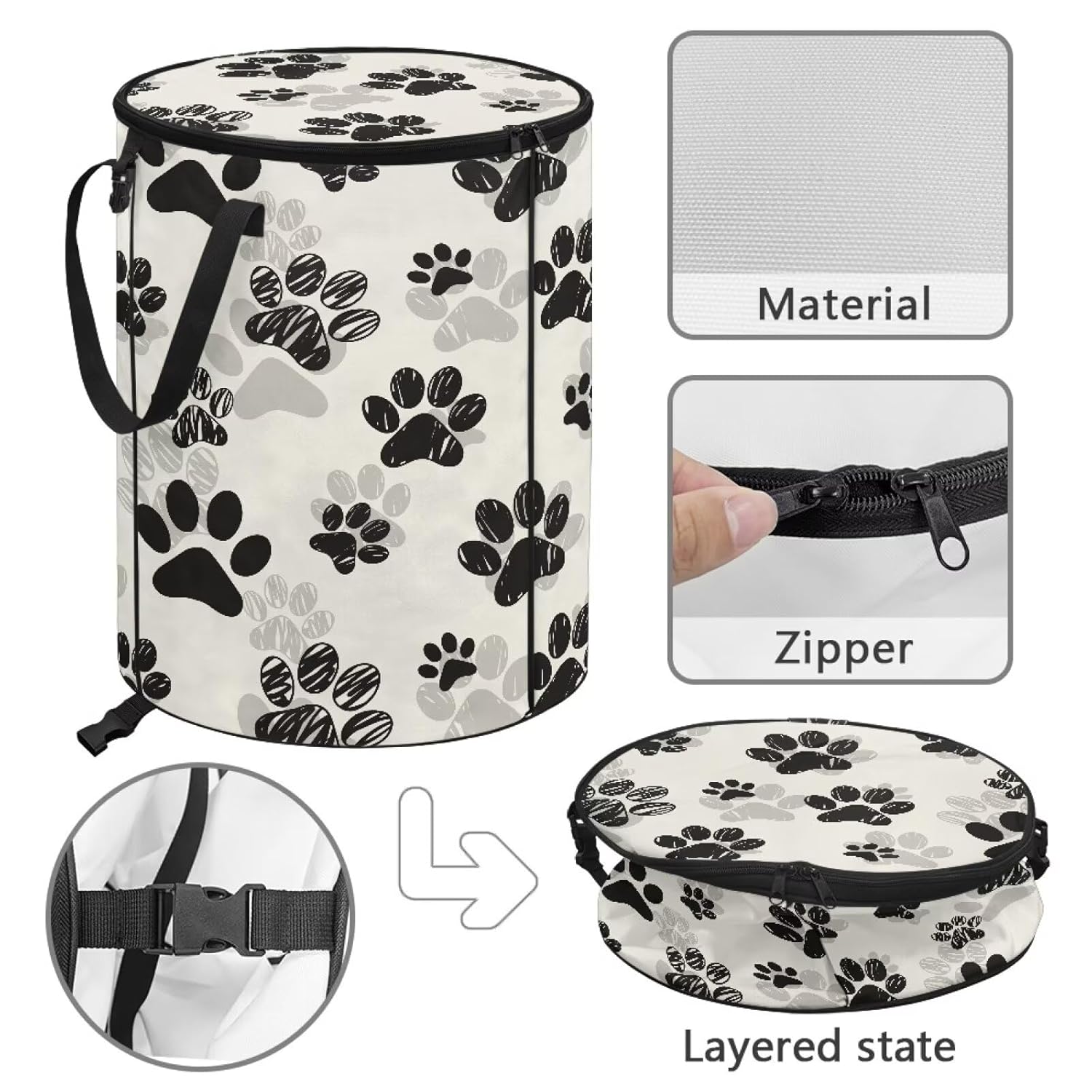 ZOUTAIRONG Dog Paws Camping Trash Can Reusable Yard Waste Bags Outdoor Foldable Trash Can Reusable Storage Bag for Collecting Weeds, Grass Clippings, Party and Yard Waste