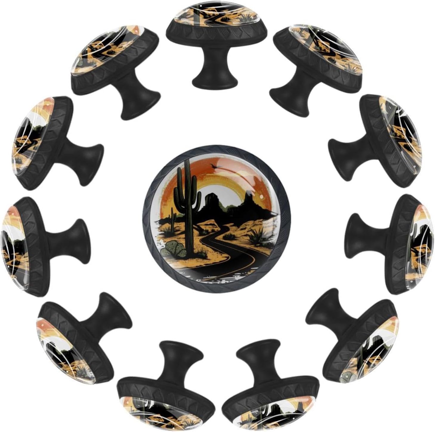 Black Desert Road Trip (3) Decorative Cabinet Hardware, Round Drawer Pulls with Screws for Home Furniture