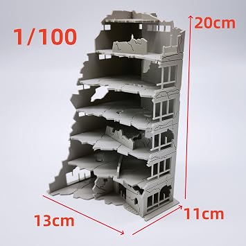 Mycity 1:100 Railway Scenic City War Damaged and Abandoned Office Building Construction Scene (1/100)
