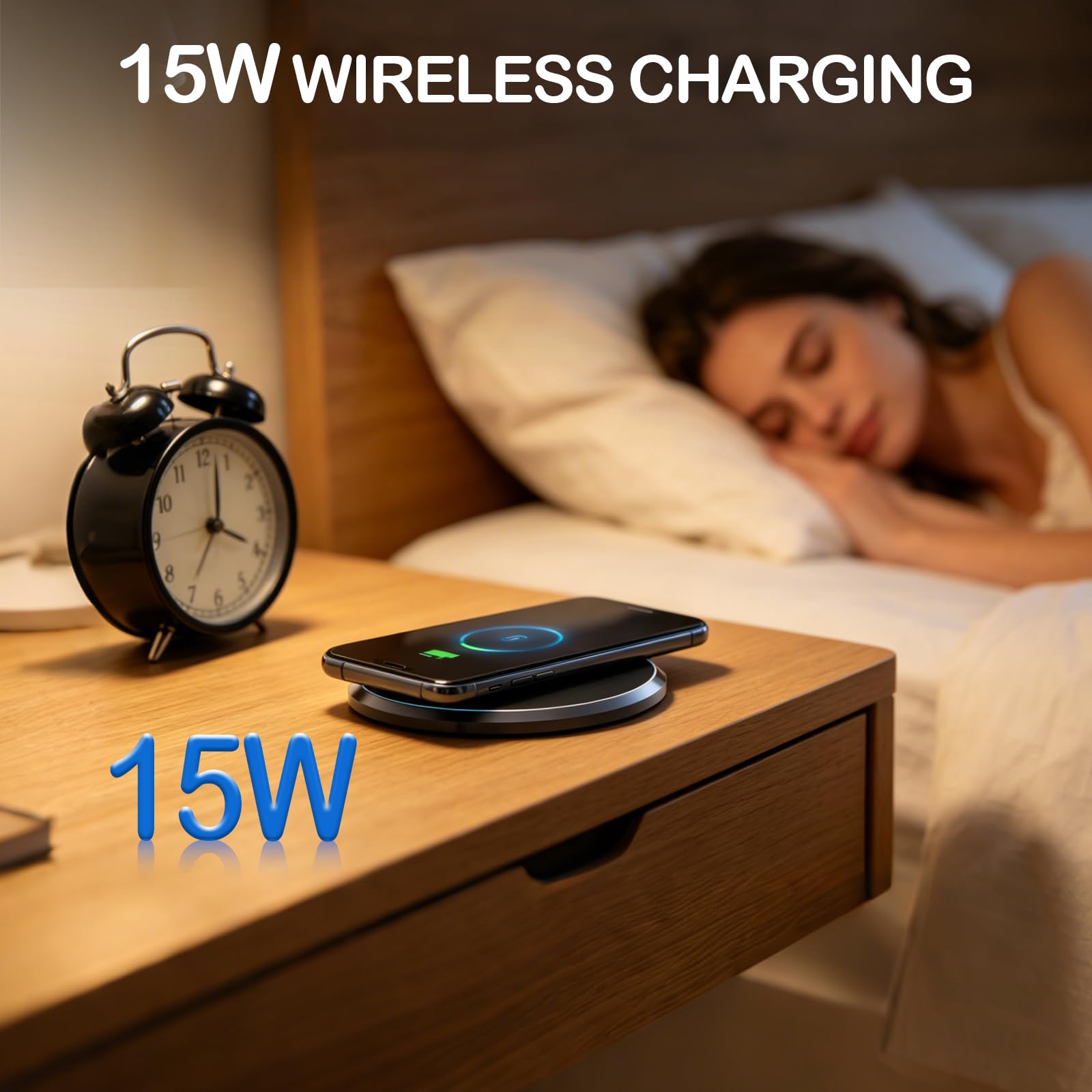 Enchufe Retráctil de 3 Enchufes, Regleta Empotrable Mesa con 15W de Carga Inalámbrica, USB C y USB A, Toma Empotrable Escritorio para Oficia, Casa y Cocina, Cable de 1,5M