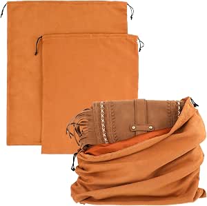 2 Pack Handbag Dust Cover Bags - Two Sizes, Premium Suede with Drawstring for Storage and Travel